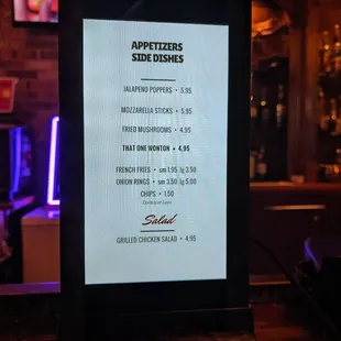 Digital bar menu and ads.  Pretty cool.