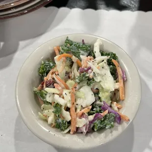 Carrot, kale, cabbage raisins zucchini salad with a ranch-Italian dressing