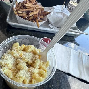 Mac and cheese and fries