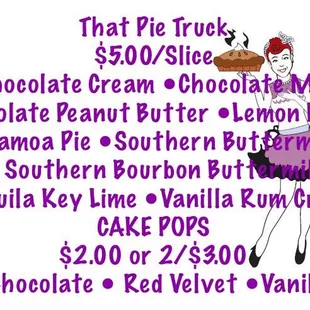 Our menu!  Find us on the streets!