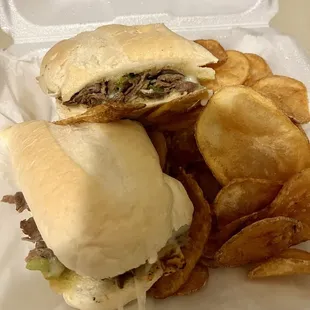 Philly Steak and Cheese Sub, potato chips
