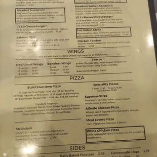 Front of menu