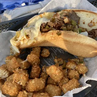 Hot philly &amp; tater tots