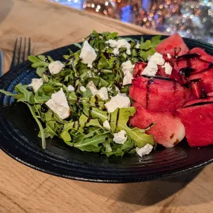 Watermelon and arugula summer salad
