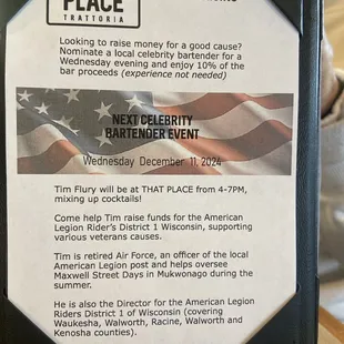 Celebrity bartender event