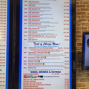 Wall menu