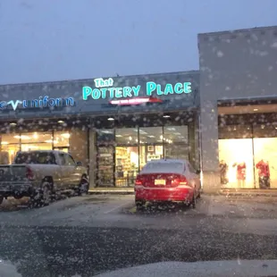 Snowy storefront