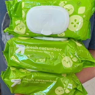 $1.00 each for X3 Target brand Up &amp; Up Hypoallergenic, Plant Based 100 pk Fresh Cucumber Cloth-Like Baby Wipes!