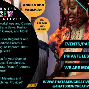 Guess what! We are Mobile! We bring the sewing party to you. Equipped with all machines and materials! Hire us today for a unique experience