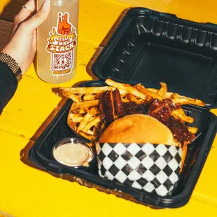 Double stack combo upgraded to house made lemonade with beef bacon added