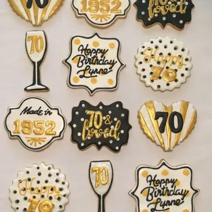 Custom 70th Birthday cookies