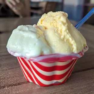 two scoops of ice cream