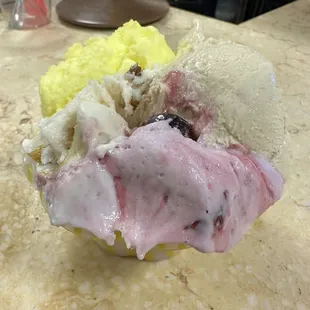 Black cherry, mascarpone and fig, limoncello sorbet and pistachio