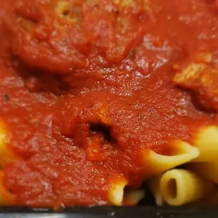 a close up of a pasta dish