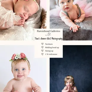 Parenthood Galleries Collection: Newborn, Holding head up, Sitting up, and 1 year milestone