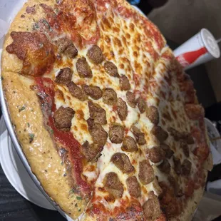 Have sausage and cheese pizza