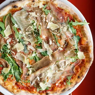 prosciutto Arugula shaved Parmesan cheese