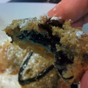 Inside of a fried Oreo