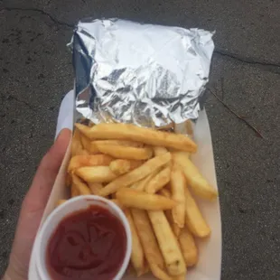 french fries and ketchup