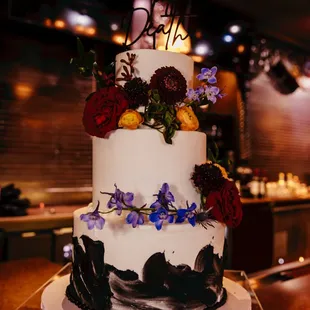 a cake decorated with flowers