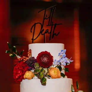 a cake decorated with flowers