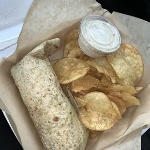 Get to the Greek! Wrapp with homemade chips and dip