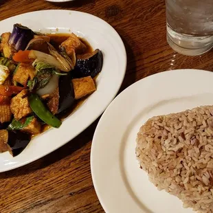 Basil Eggplant with Brown Rice