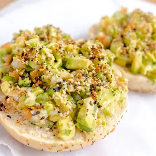 two bagels on a napkin