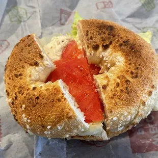 Chicken salad on salt bagel (2.24.25)