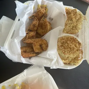 Fried Shrimp and Potato Salad