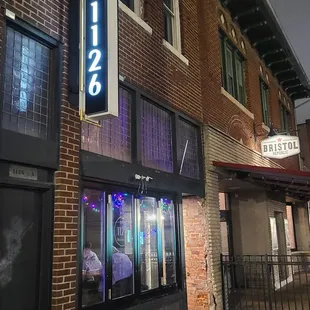 Storefront at night