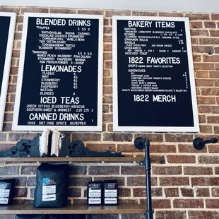 menus on the brick wall
