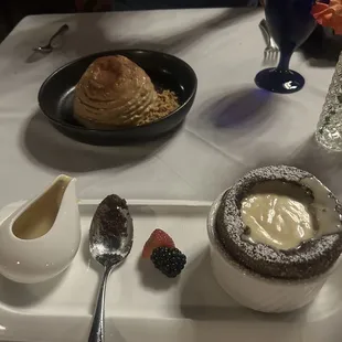 Soufflé and tiramisu