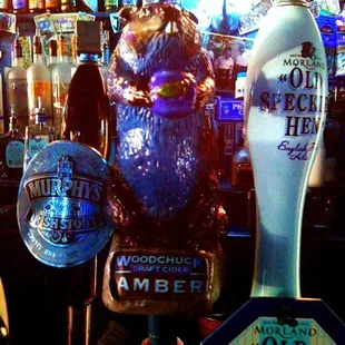 a selection of beer taps