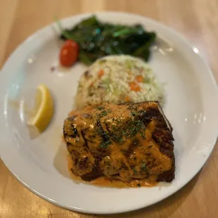 Mahi mahi with rice pilaf &amp; spinach