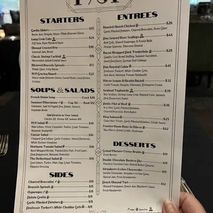 The dinner menu