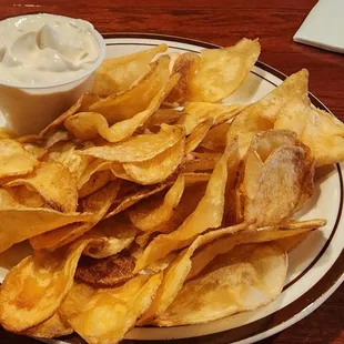 House made chips and onion dip! Simple yet awesome!