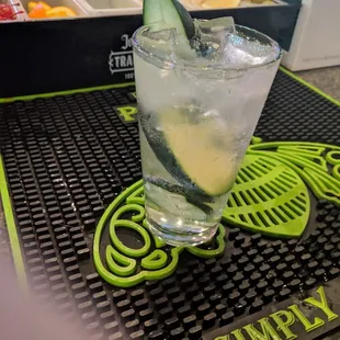 Vodka with fresh cucumbers and soda
