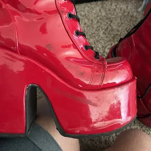 Shoes damaged when door staff pushed my husband causing him to stumble backwards onto Colfax.