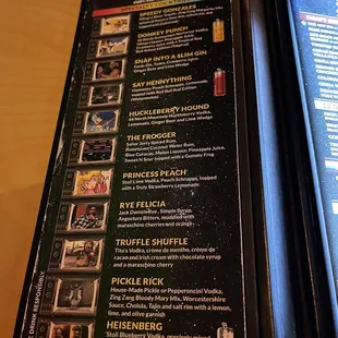 Drink menus