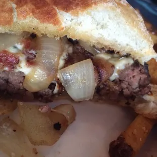 Whiskey Caramelized Onion Burger