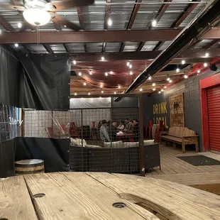 Middle to back outdoor space. The middle is certainly the warmest with the ceiling heaters