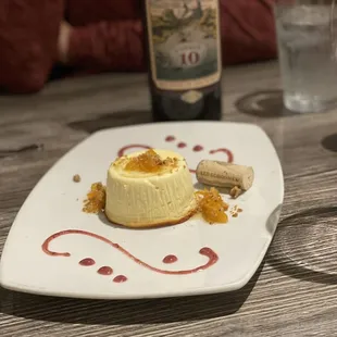 Goat milk cheesecake and Schooner Malbec.