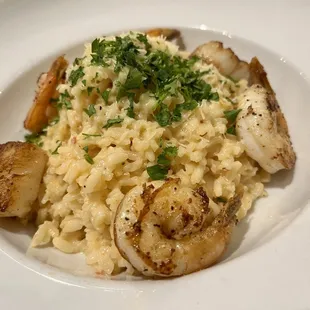 SEAFOOD RISOTTO Scallops, shrimp, Mascarpone, cream, caramelized onions, fennel, parmesan