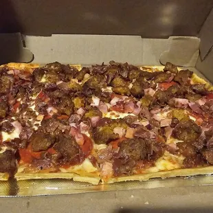 Late Lunch - Meat Lovers pizza.