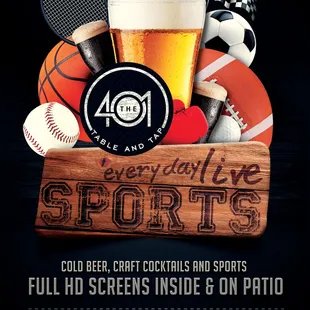 Make The &apos;401 your game-watching headquarters!!! Full HD screens inside and on the patio, beers on tap, craft cocktails, and more!