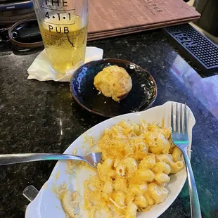 Mac and Cheese, cornbread and Budlight