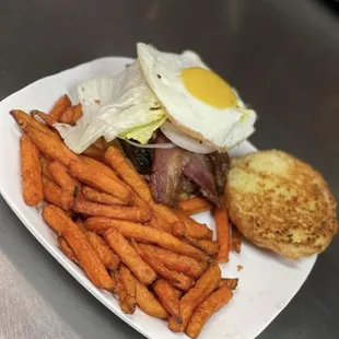 411 Burger w/ Sweet Potato Fries