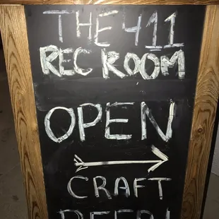a chalkboard sign