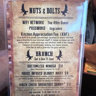 Brunch menu 5/2024